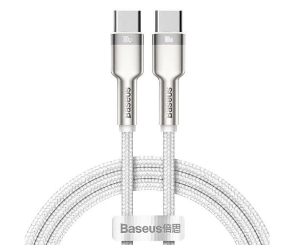 Кабель Baseus Cafule CATJK-D02 Type-C-Type-C Data 5 A 100 W 2 м White