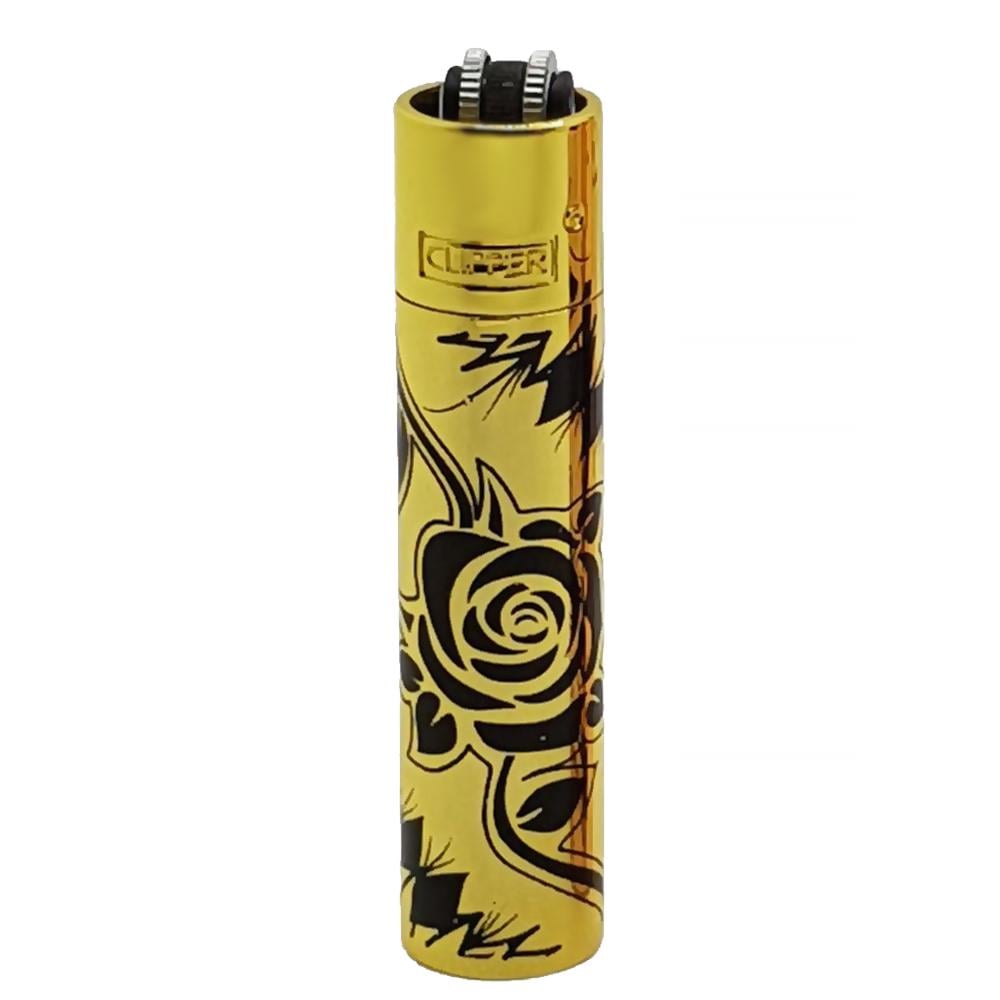 Зажигалка газовая Clipper Flowers Metallic Gold (ЗК-89)