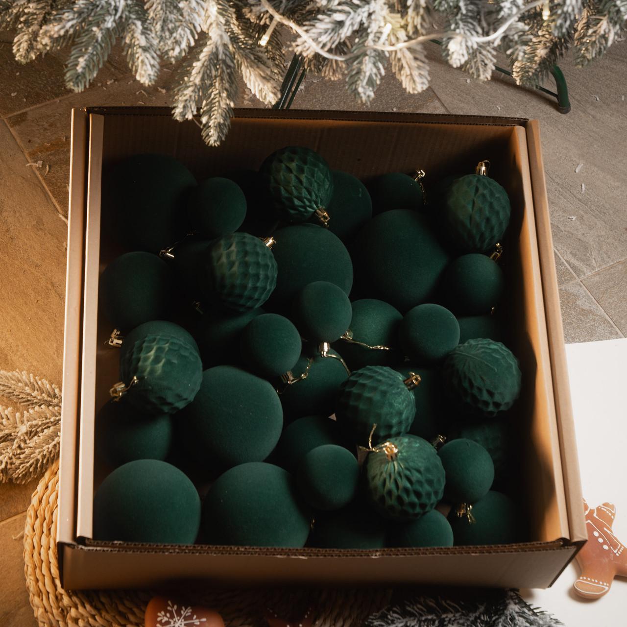 Набір новорічних куль "Оксамит" 40 шт. Смарагдовий - фото 4 Набір новорічних куль "Оксамит" 40 шт. Смарагдовий - фото 4