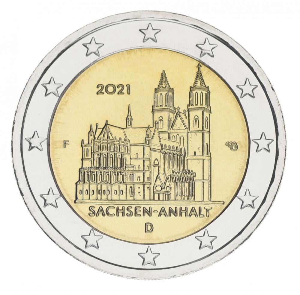 Колекційна монета Німеччина 2 євро 2 021 Біметал UNC F Федеральна земля Саксонія-Ангальт Магдебурзький собор (15390827)