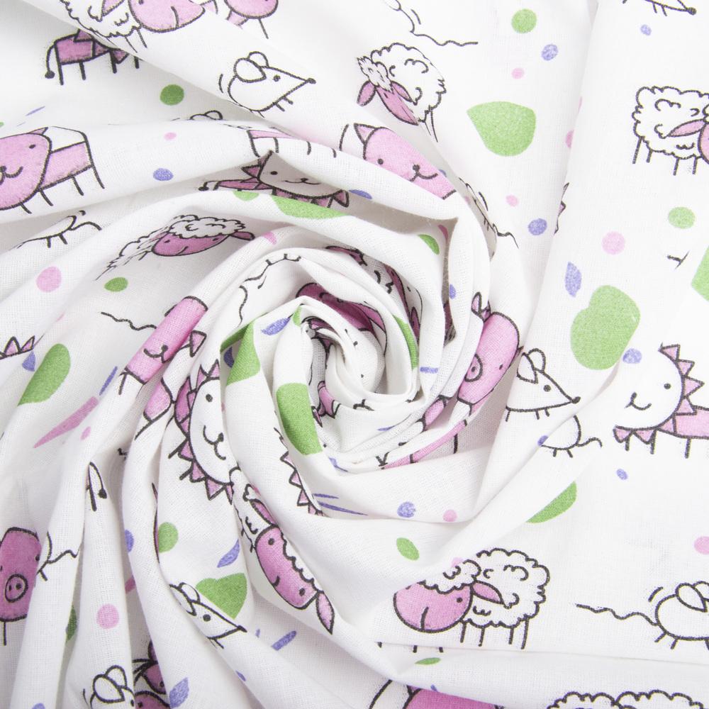 Ткань ситец детский Зверюшки Розовый (24403)