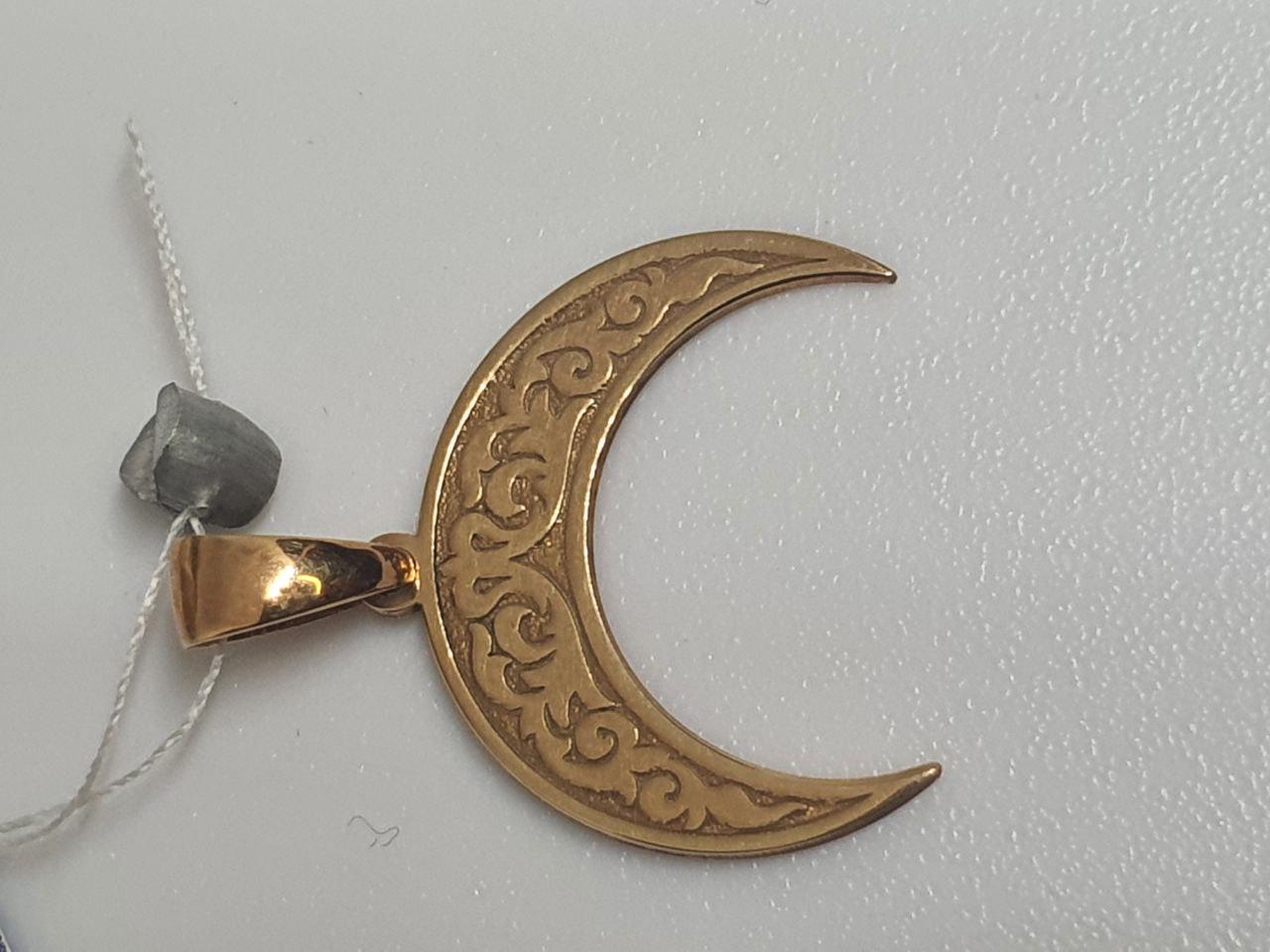 Срібна підвіска кулон амулет Лунниця у візерунок 925 проба позолота 2 см (2596277212)