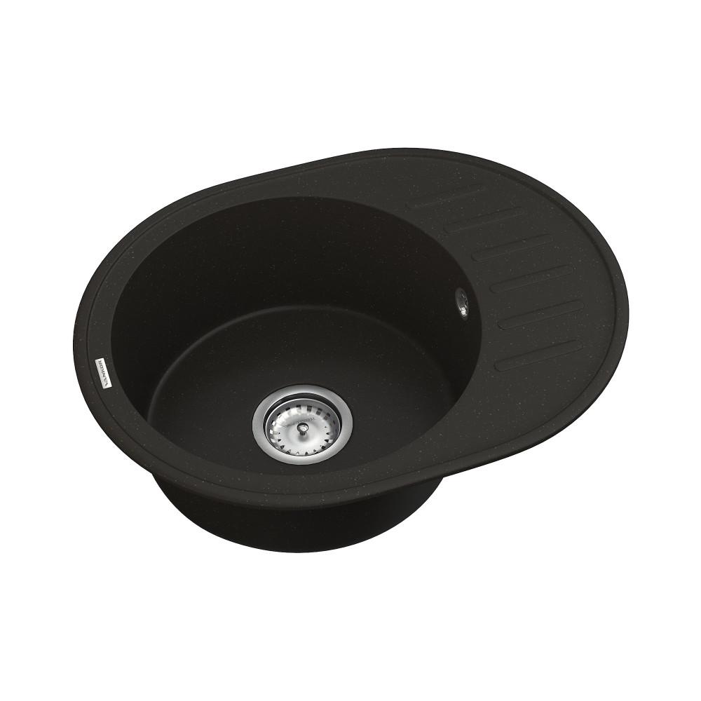 Кухонная мойка VANKOR Lira LMO 02.57 Black с сифоном