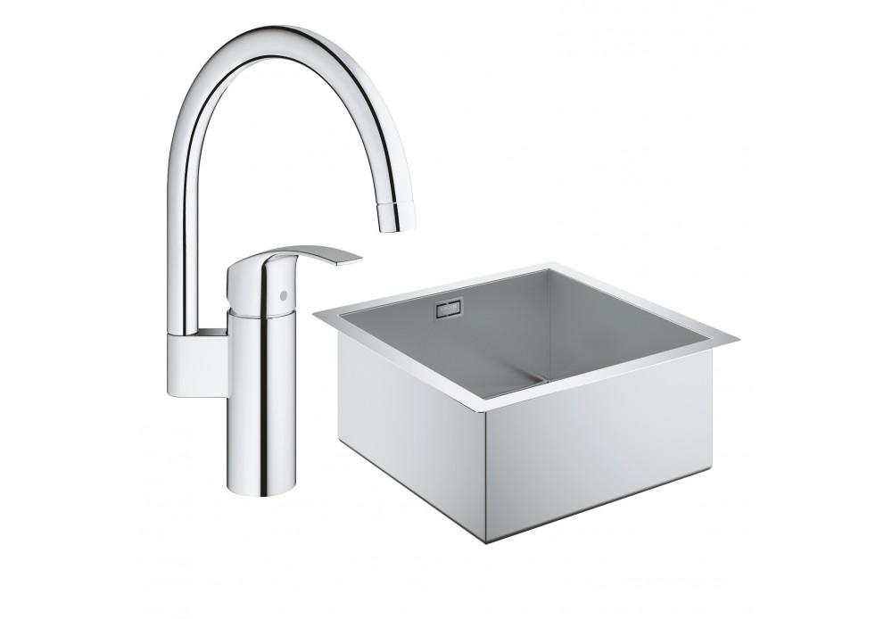 Набор Grohe мойка кухонная K700 31578SD0 со смесителем Eurosmart 33202002