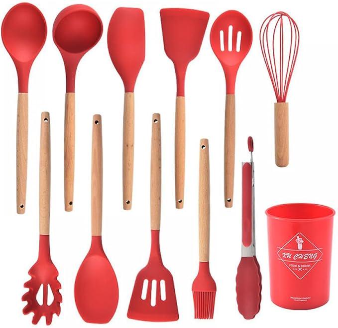 Набор кухонных принадлежностей Kayfovo KS-12S-3 из 12 силиконовых предметов половник/кухонные щипцы/лопатки Red (29297) - фото 9 Набор кухонных принадлежностей Kayfovo KS-12S-3 из 12 силиконовых предметов половник/кухонные щипцы/лопатки Red (29297) - фото 9