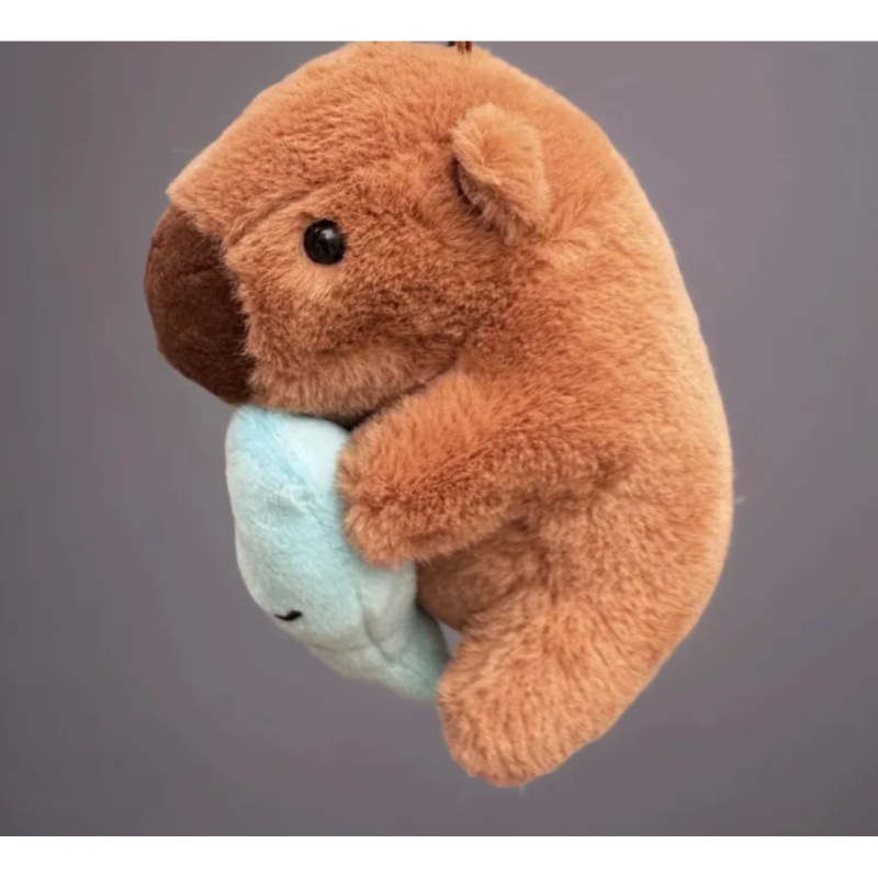 М’яка іграшка-подушка плюшева Капібара з рибкою з наповнювачем і вишитими елементами (2771124960) - фото 4