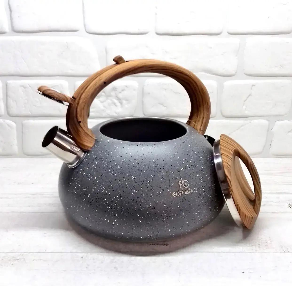 Чайник зі свистком для індукційних плит Edenberg EB-8802 3 л з нержавіючої сталі Сірий (2530556726) - фото 2 Чайник зі свистком для індукційних плит Edenberg EB-8802 3 л з нержавіючої сталі Сірий (2530556726) - фото 2