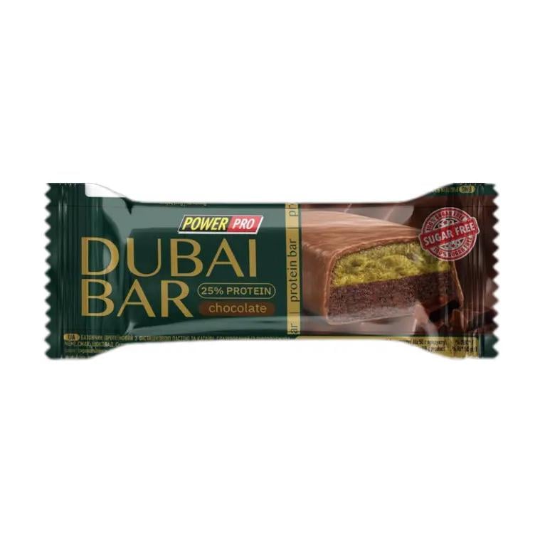 Протеїновий батончик 25% білка без цукру з хрустким катаїфі Power Pro Dubai Bar 50 г Шоколад
