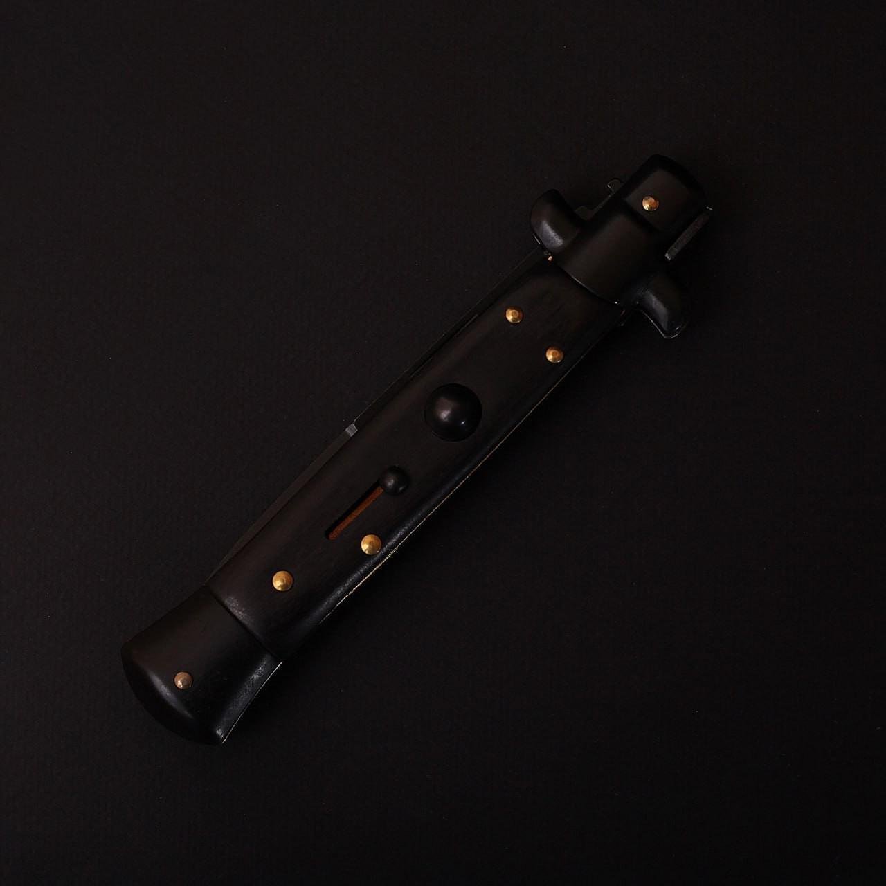 Ніж викидний на кнопці стилет італійський дизайн Чорний (24067486) - фото 3