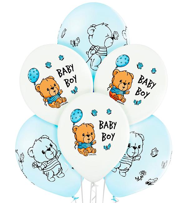 Воздушные шарики Baby Boy мишка 5 шт. 30 см
