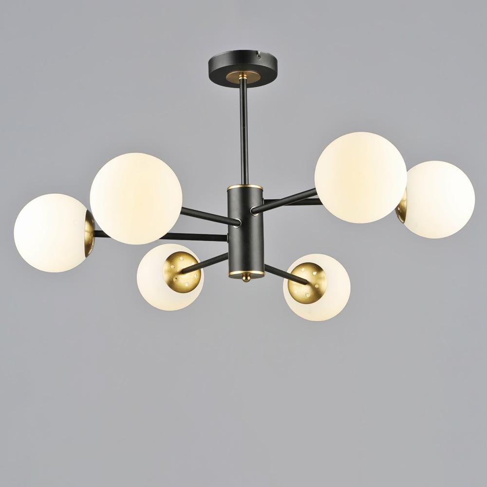 Люстра молекула потолочная Light House SRS-20489/6 белые плафоны Черный/Медь