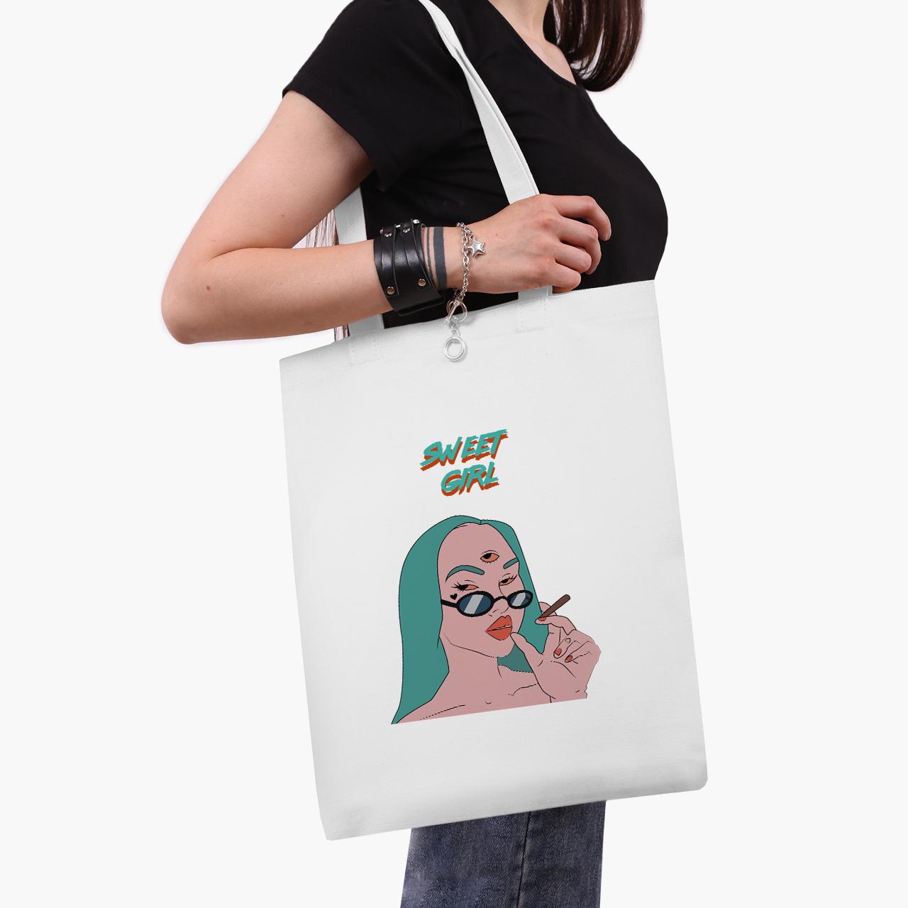 Эко сумка шоппер Sweet girl Digital art 41х35 см Белый (9227-1638-WT1)
