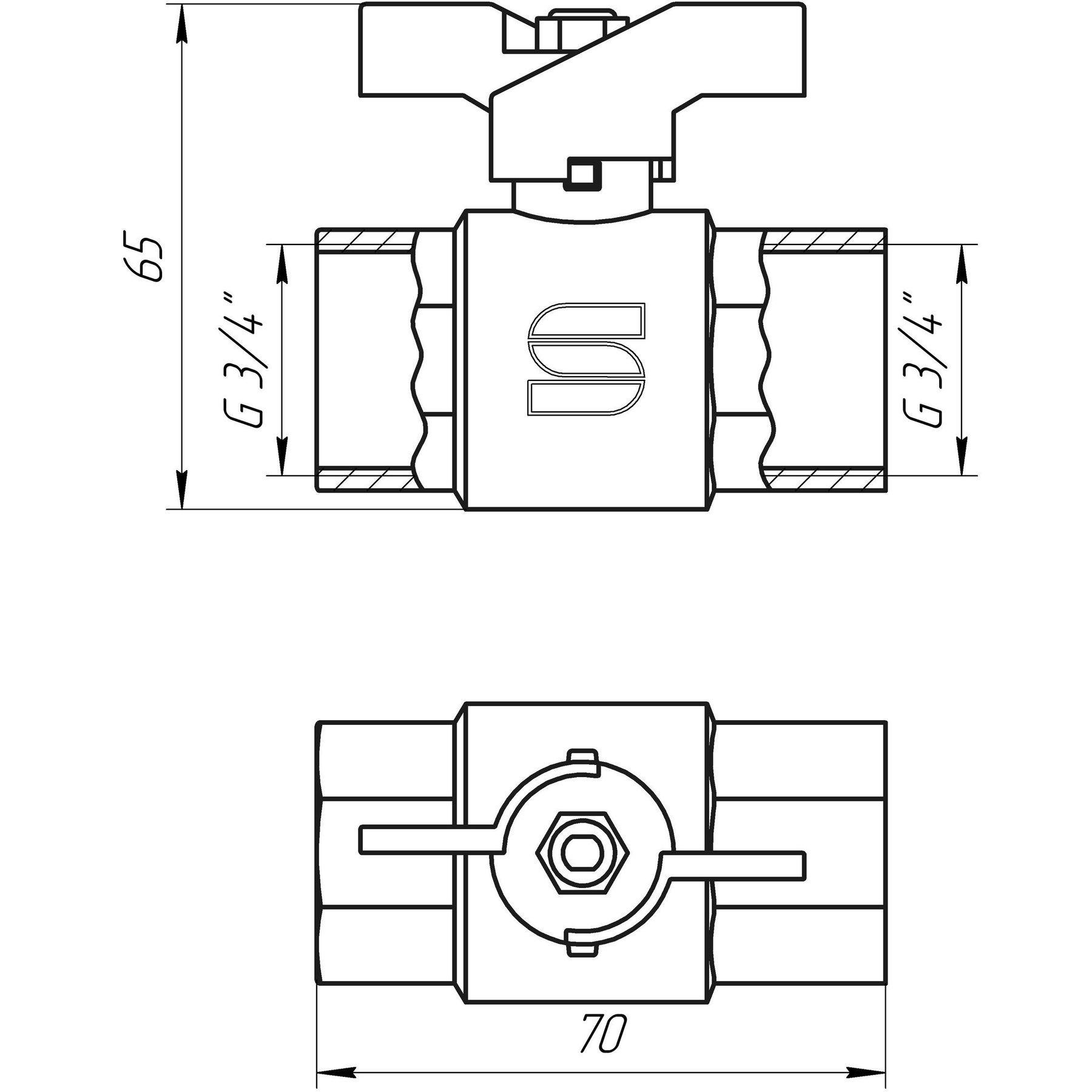 Кран шаровой Selba SL1507 000009626 3/4" ВВ для газа бабочка (104524) - фото 2