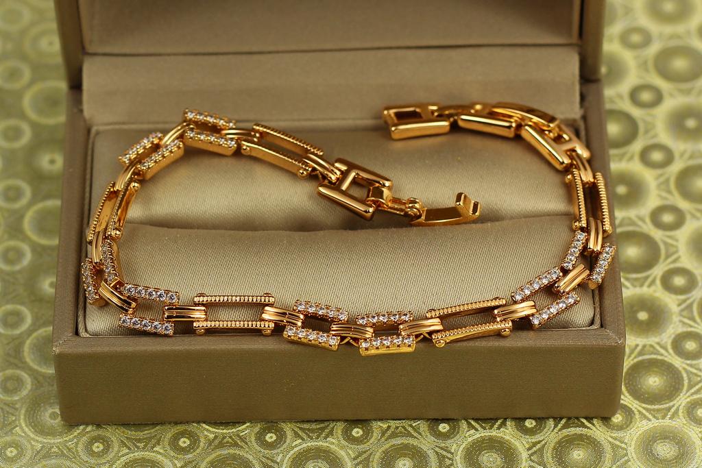 Браслет Xuping Jewelry Парад прямоугольников 17 см 6 мм Золотистый (29962883)
