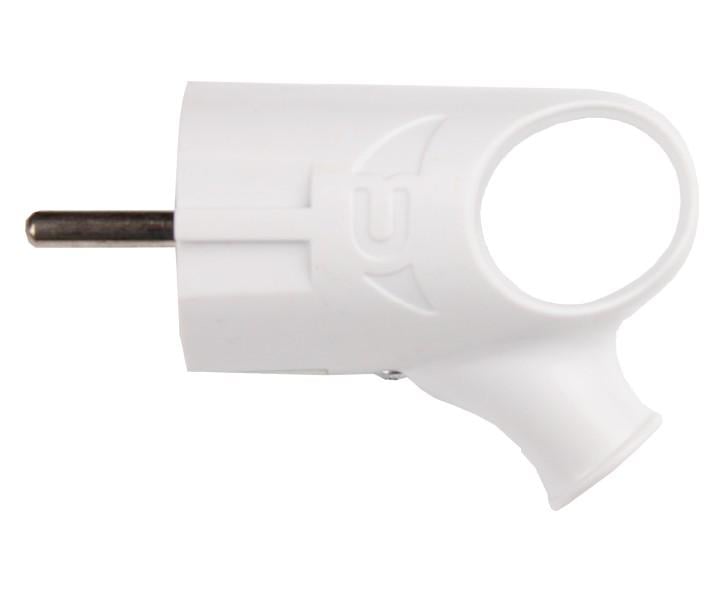 Вилка з заземленням кутова з ручкою Білий (EH-2225)