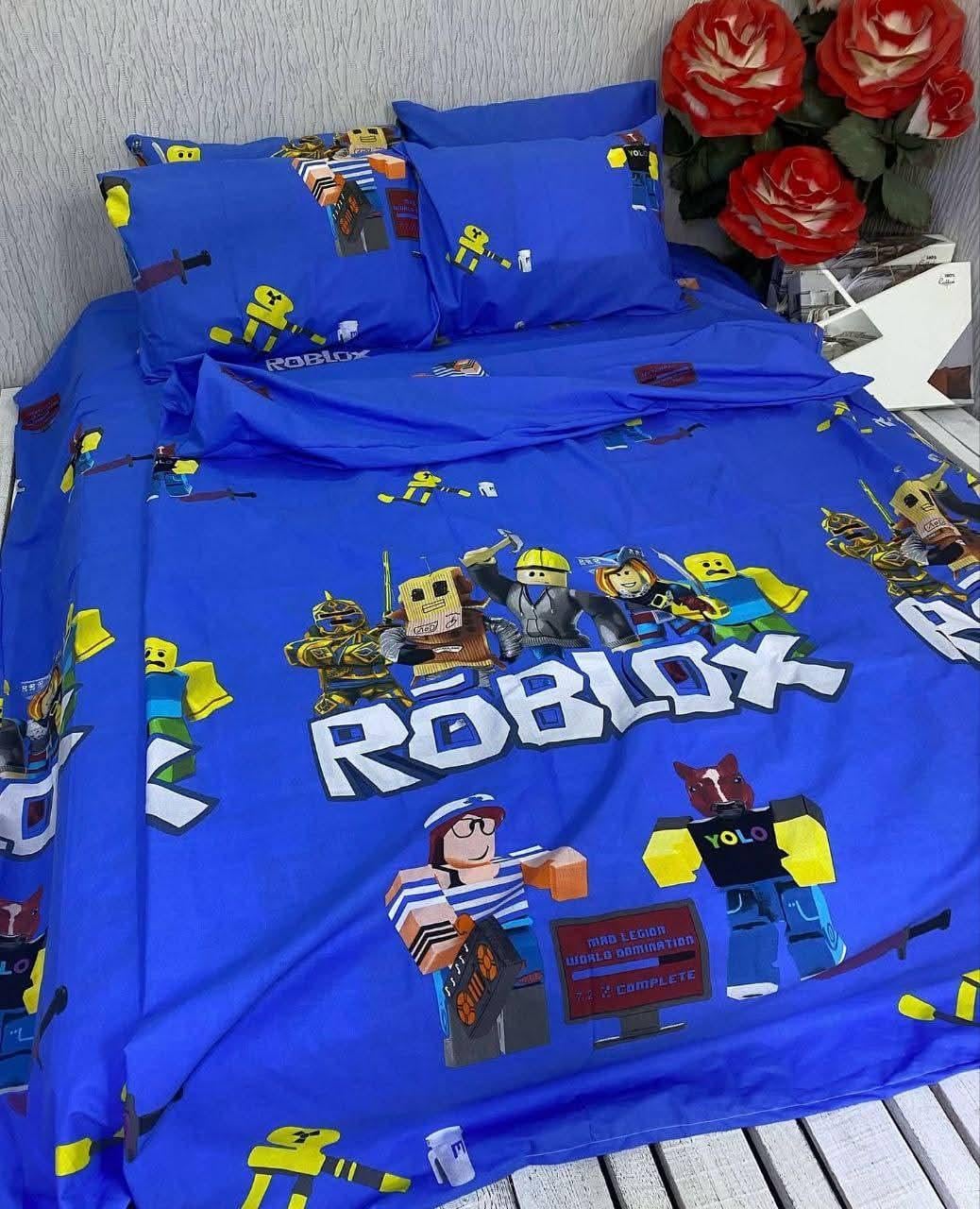 Комплект дитячої постільної білизни Gold Lux Роблокс полуторний бязь 150x220 см (29739523)