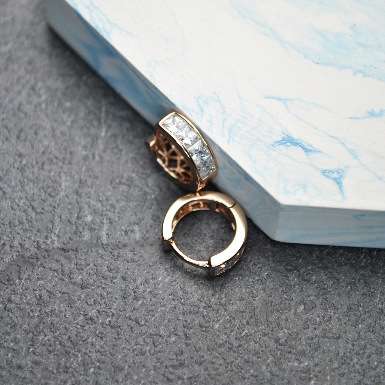 Серьги-кольца с фианитами медицинская сталь позолота (x104)