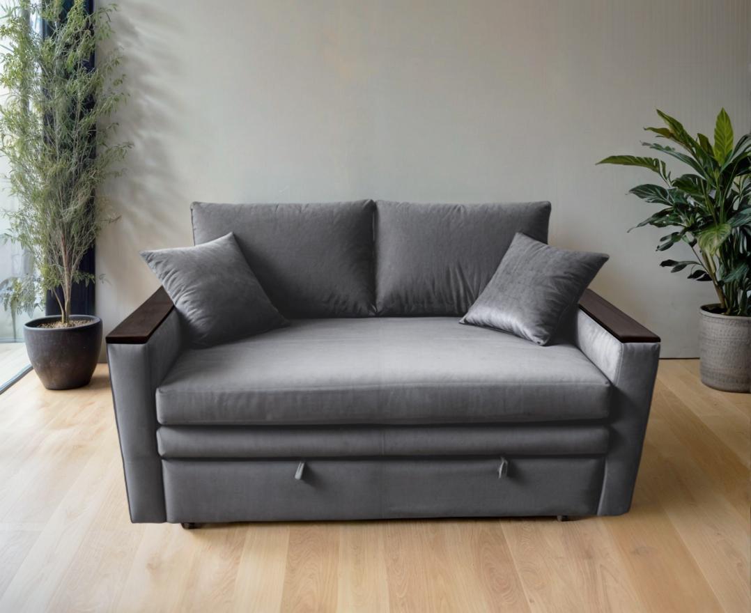 Диван-трансформер Tobi Sho Kubus-120 мягкий для гостиной велюр 1600х800х1000 мм Светло-серый - фото 3