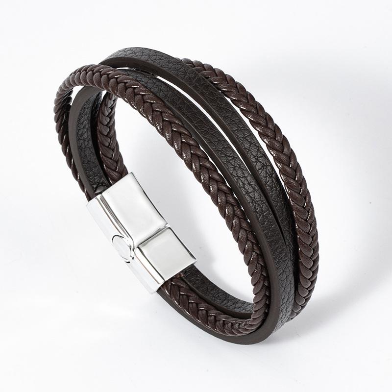 Браслет текстурный Braiten из экокожи Коричневый (2623)