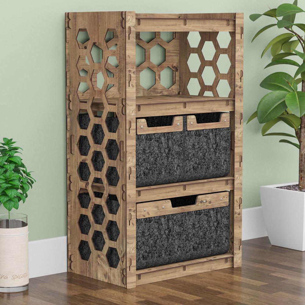 Комод для вещей Hexagonica Honeycomb на 3 ящика черные корзины 900х528х345 мм (111330)