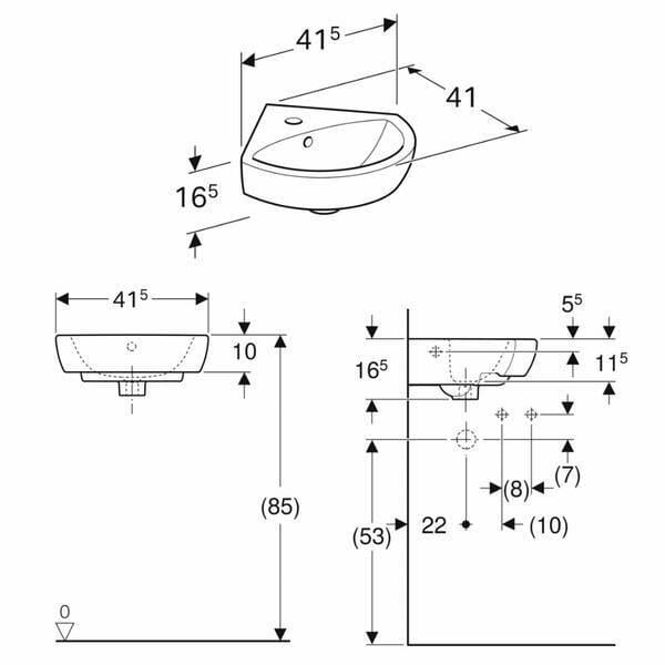 Умывальник подвесной Geberit Selnova 500.326.01.5 415x410x165 мм Белый (164472) - фото 2