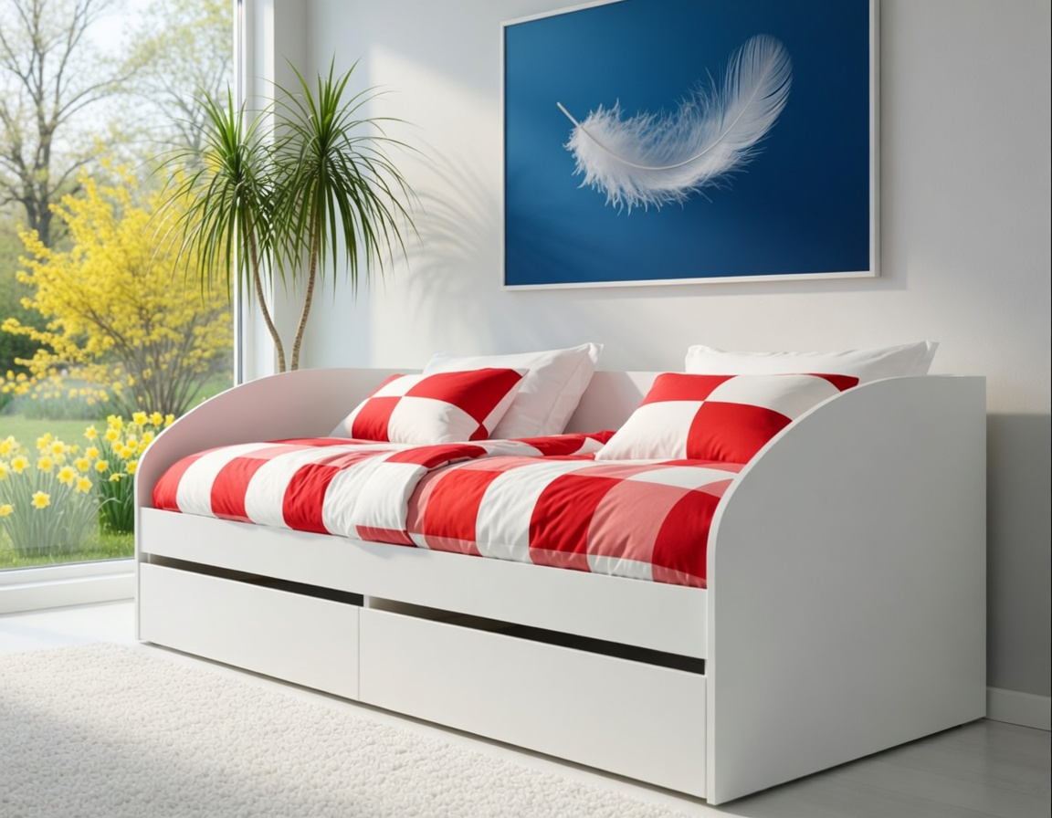 Кровать с ящиками односпальная Мастер Форм Брайт 835х2032х600 мм спальное место 800х2000 мм Белый (91044)