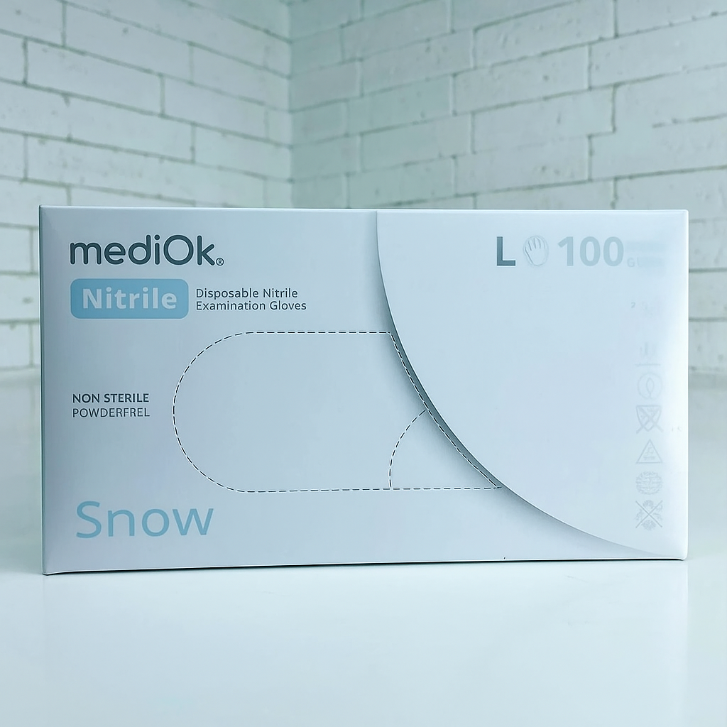 Перчатки нитриловые MediOk Snow L 3,5 г 100 шт. Белый (26862412)