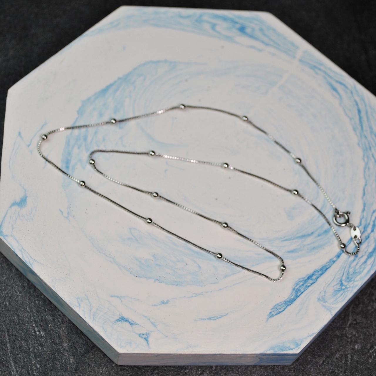 Цепочка с шариками венецианское плетение медицинская сталь родий (x208-1)