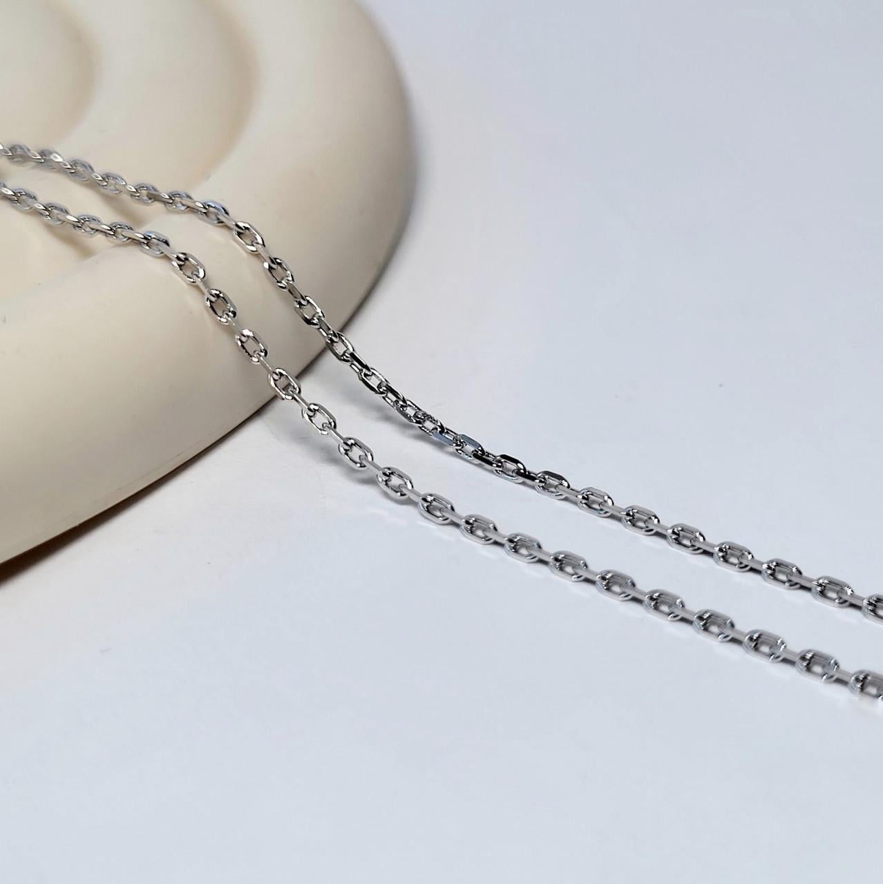 Цепочка тонкий якорь серебро 925 пробы родированное 1,95 г 45 см (ad40)