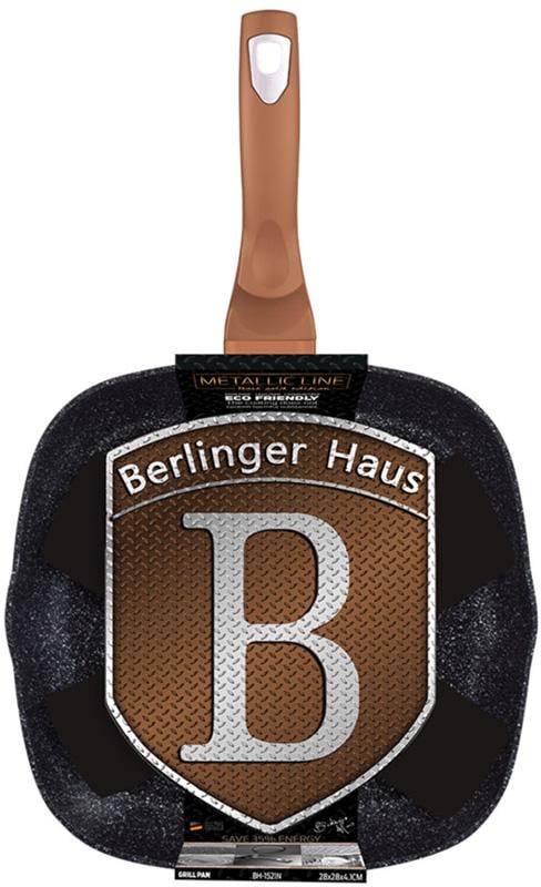 Сковорода-гриль Berlinger Haus Rose Gold 28х28 см индукционная с антипригарным покрытием (BH-1521N)