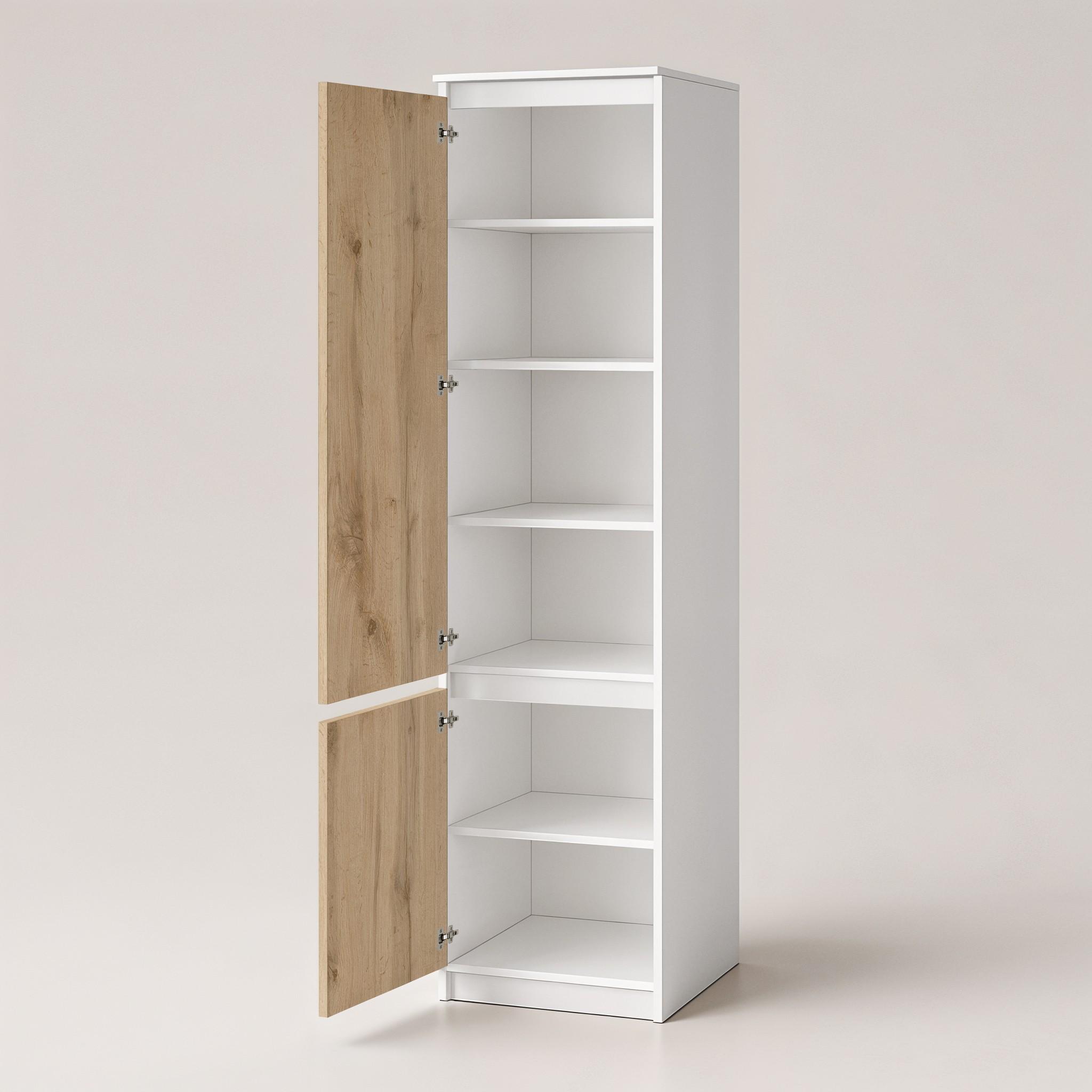 Шафа-пенал з полицями T-217 500х498х2117 мм Білий/Дуб Аппалачі - фото 2 Шафа-пенал з полицями T-217 500х498х2117 мм Білий/Дуб Аппалачі - фото 2