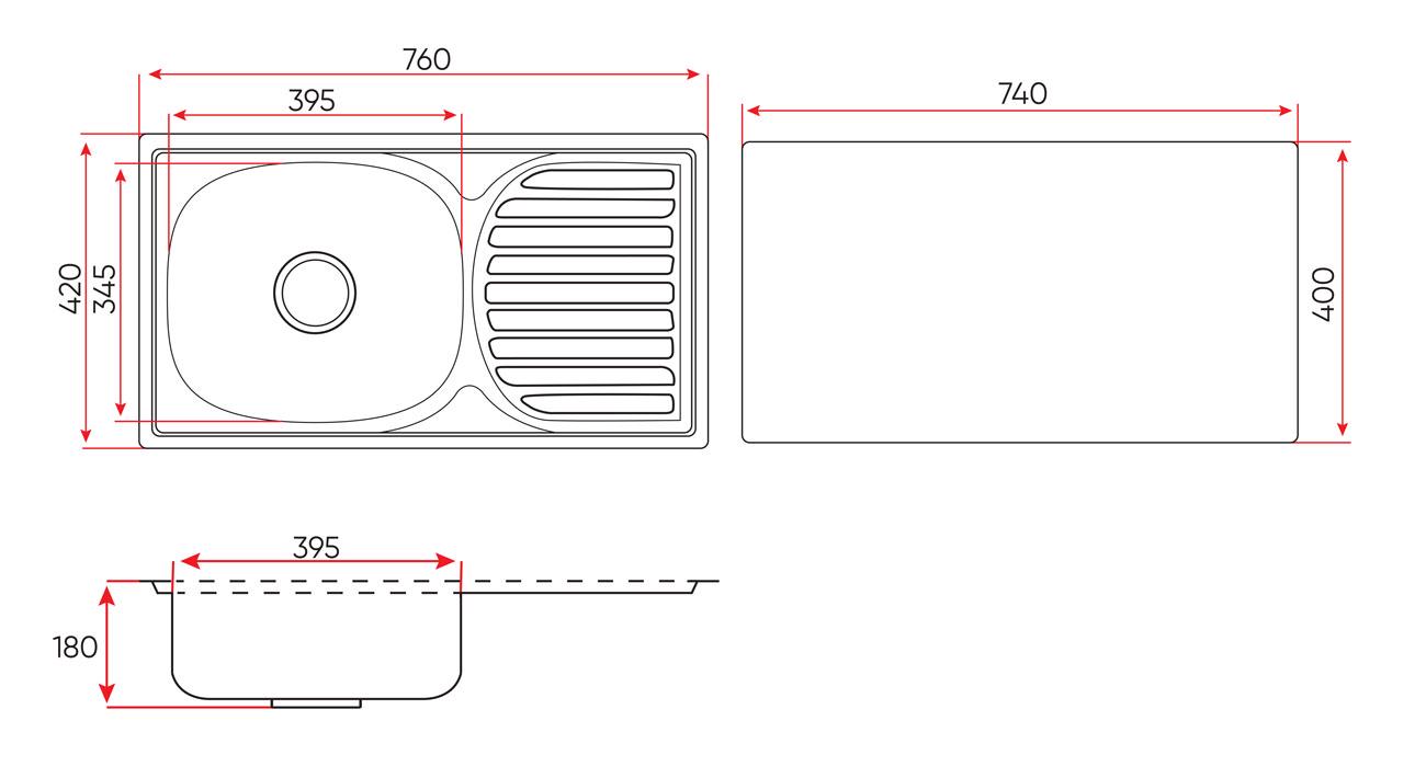 Мойка кухонная Lemax нержавеющая сталь декор сифон (LE-5004 DE) - фото 6