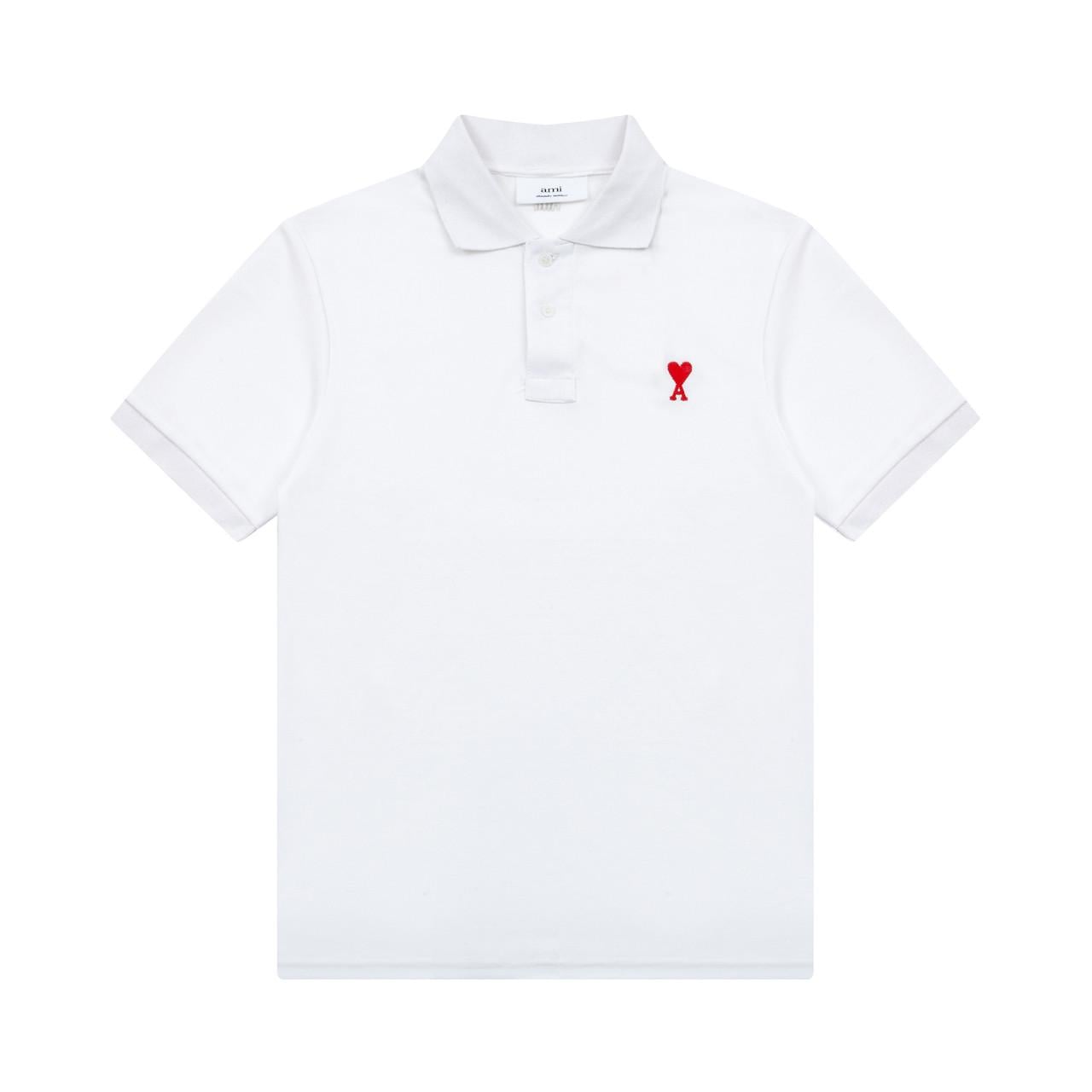 Футболка мужская поло в стиле Ami De Coeur small logo Polo Shirt M Белый (AP12003.4M)