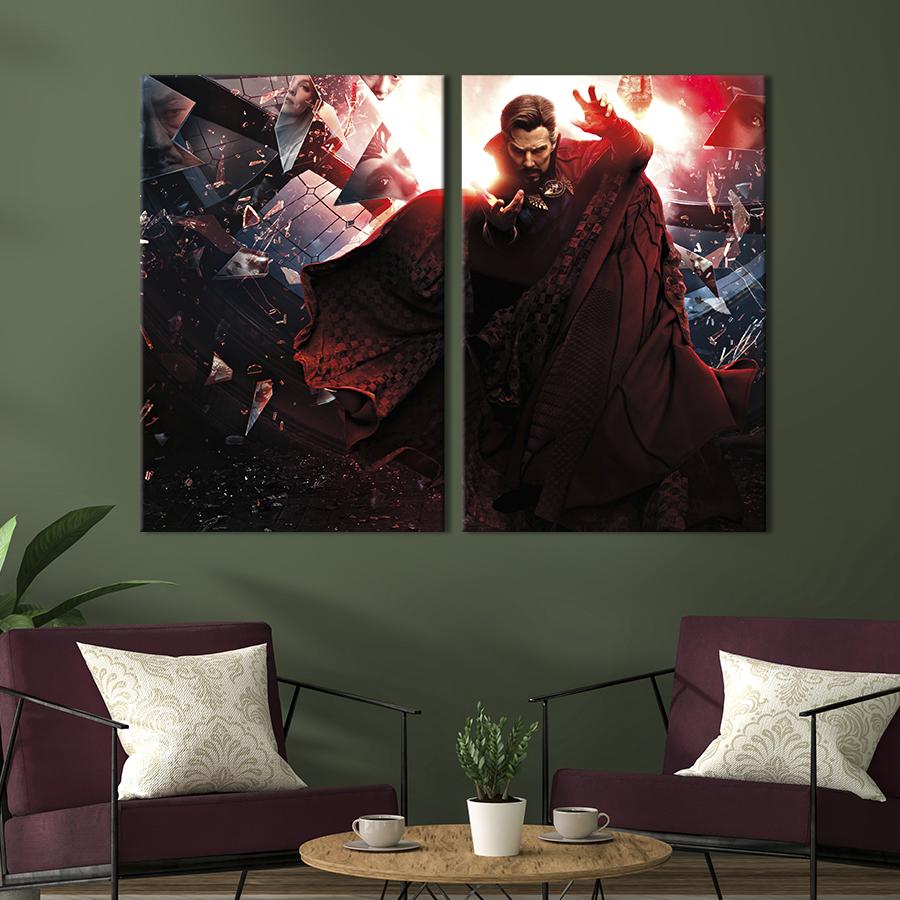 Настенный декор диптих картина на холсте для интерьера Doctor Strange in the Multiverse of Madness 71x51 см (706-2)