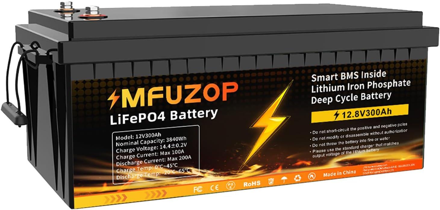 Аккумулятор LiFePO4 MFUZOP 12V 300 Ah 3840Wh 300A BMS до 15000 циклов
