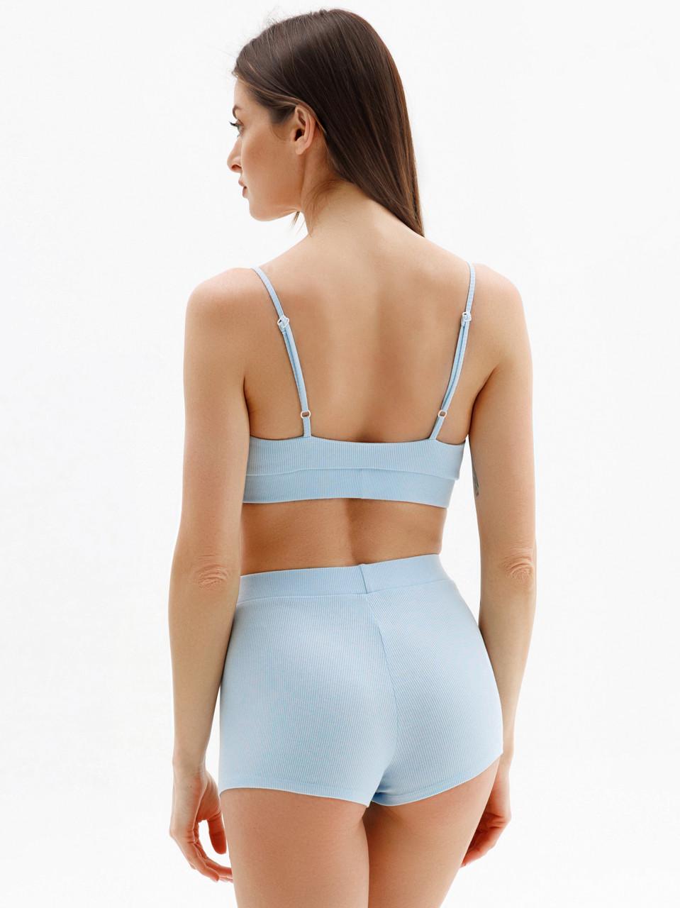 Комплект нижньої білизни жіночий Leinle топ/труси-шорти бавовна XS Блакитний (1819/46048) - фото 2 Комплект нижньої білизни жіночий Leinle топ/труси-шорти бавовна XS Блакитний (1819/46048) - фото 2