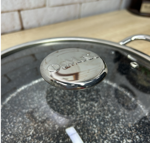 Кастрюля-сотейник с крышкой OMS из литого алюминия для газа и индукции 2,7 л Черный (3316-2.7) - фото 5