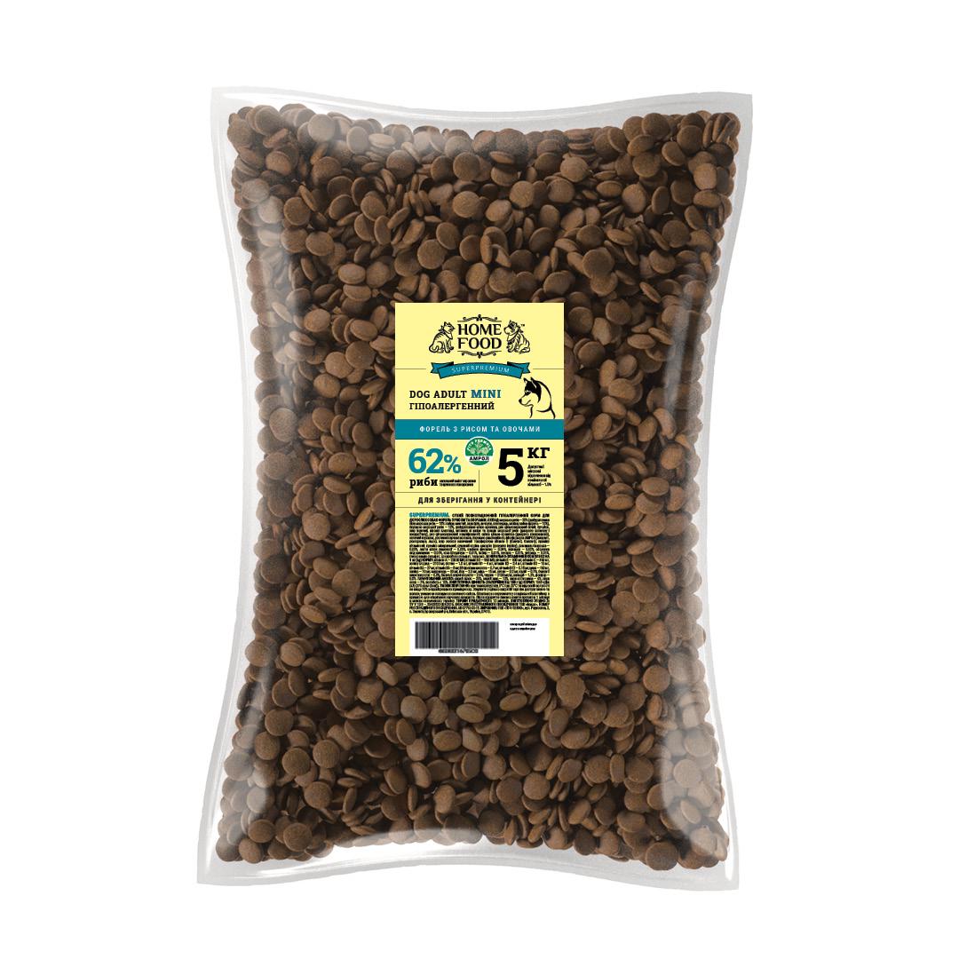 Корм HOME FOOD для дорослих собак дрібних порід гіпоалергенний  Форель з рисом 5 кг