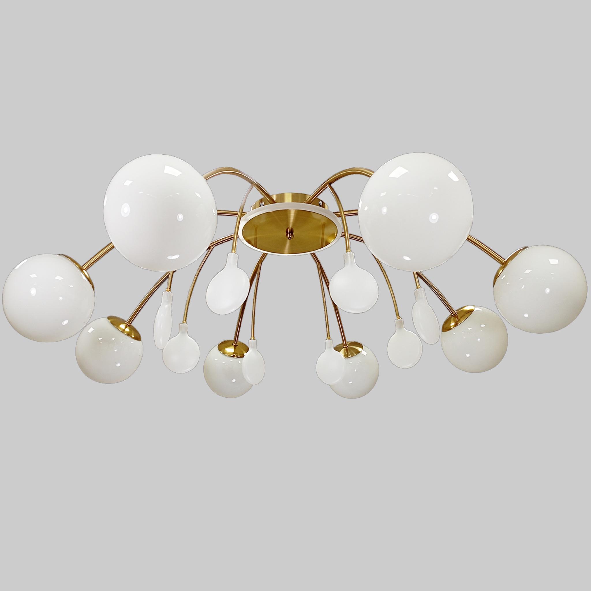 Люстра потолочная с led подсветкой Золотой (909-8075-8 BRZ+WH)