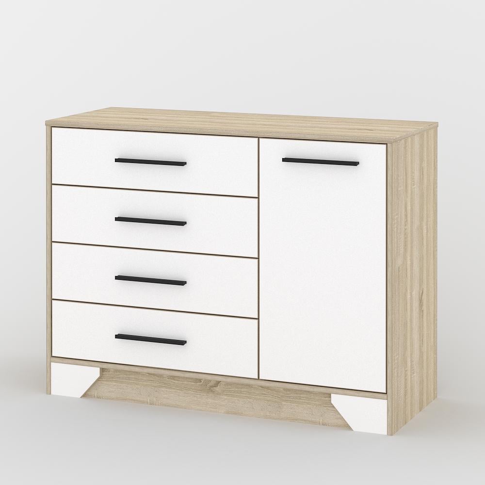 Комод Тіса-меблі Комод-110 112,8x85,4x40 см Дуб сонома/Білий