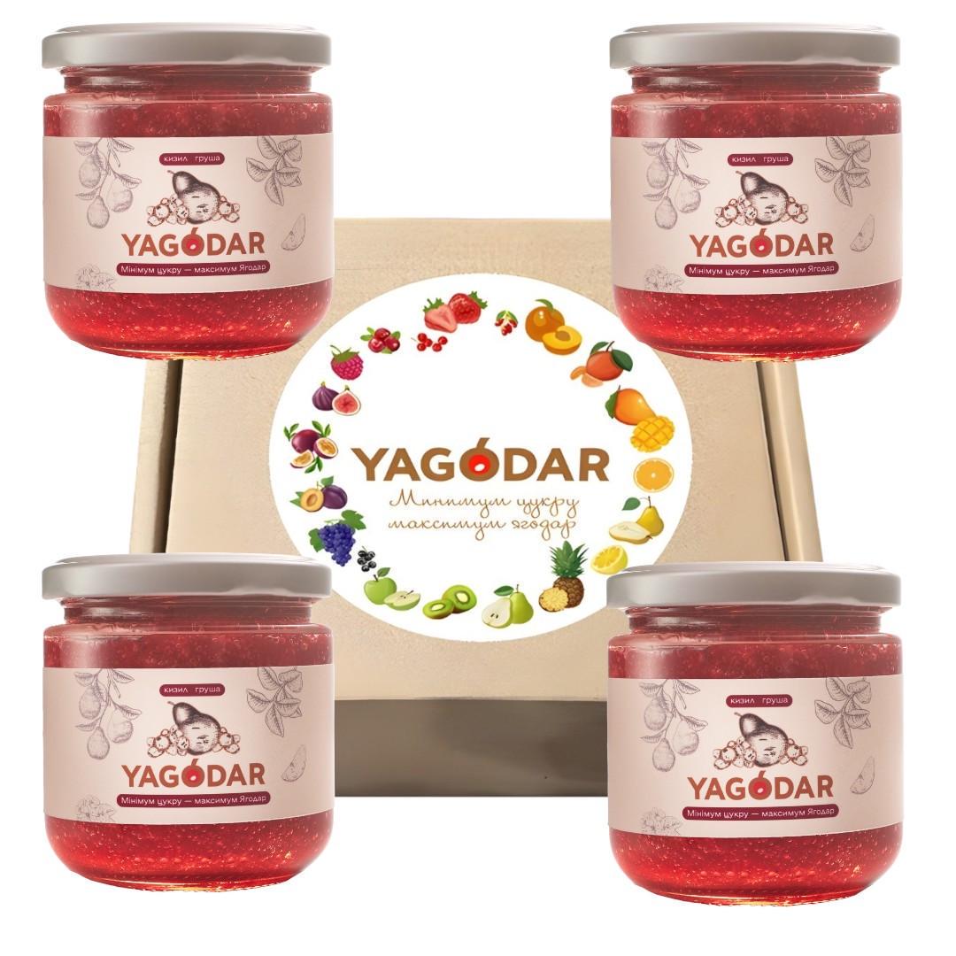 Набор джемов YAGODAR кизил-груша с низким содержанием сахара 4 шт.