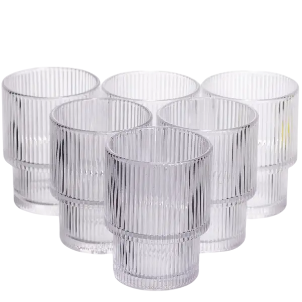 Набір склянок із товстого скла Ribbed 6 шт. по 200 мл Прозорий