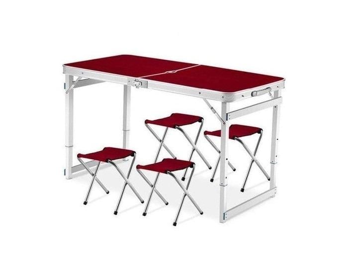 Стол для пикника Folding Table с 4 стульями 60х120 cм Красный (НФ-00001836) - фото 1