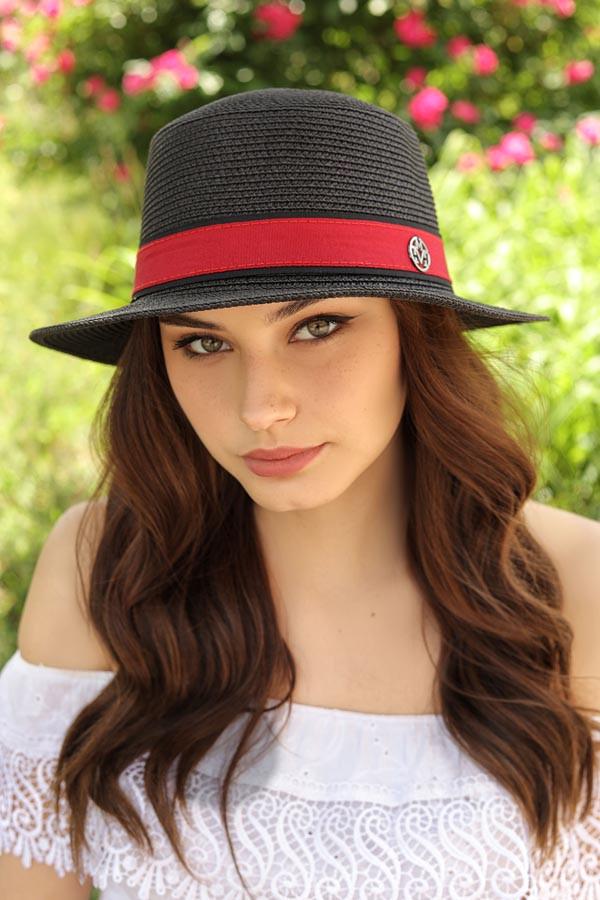Шляпа женская Braxton с красной лентой на тулье Черный (1749)