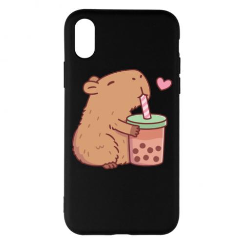 Чехол для iPhone X/Xs Boba tea capybara