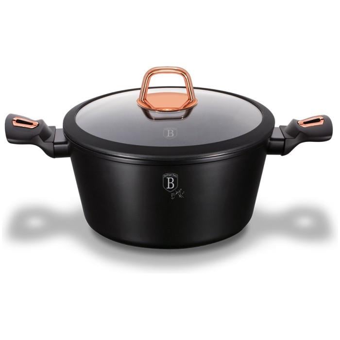 Каструля антипригарна з мармуровим покриттям 2,5 л Black/Rose (1641N-BH)