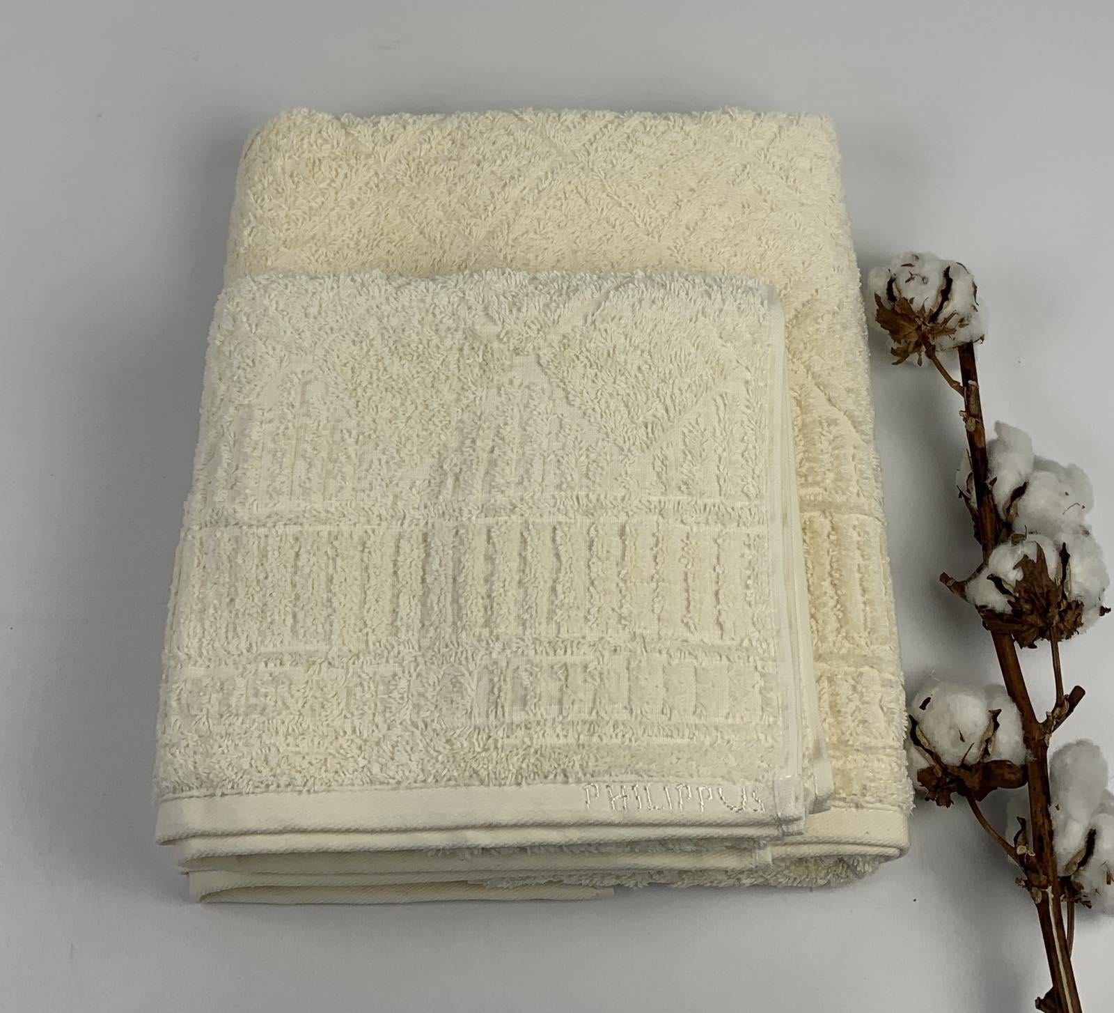 Набор полотенец Philippus Platinum Cotton Manila E991 2 шт. 70x140 см Молочный (CN31268)