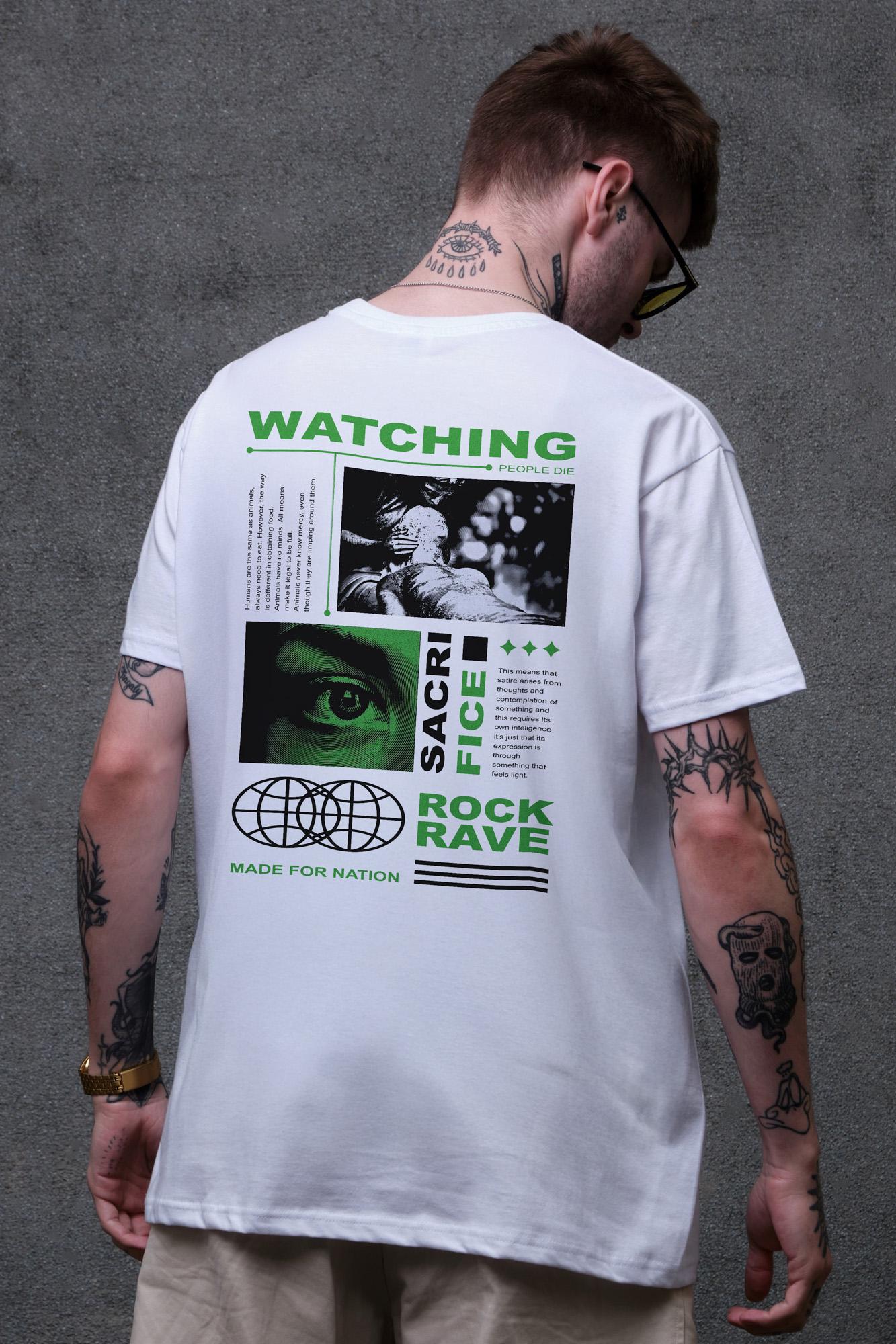 Футболка мужская Without с принтом Watching оверсайз L/XL White (L8049522)