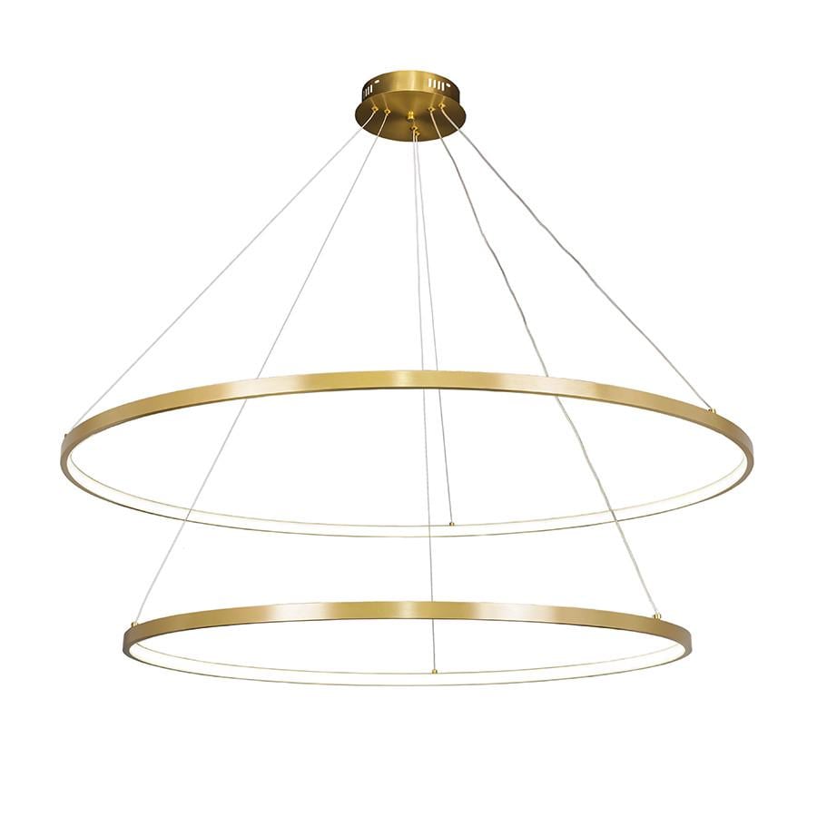 Люстра светодиодная Levistella 7529832-2A LED 800/1000 Лофт с двумя кольцами плафонами и пультом Бронзовый (2592770455)