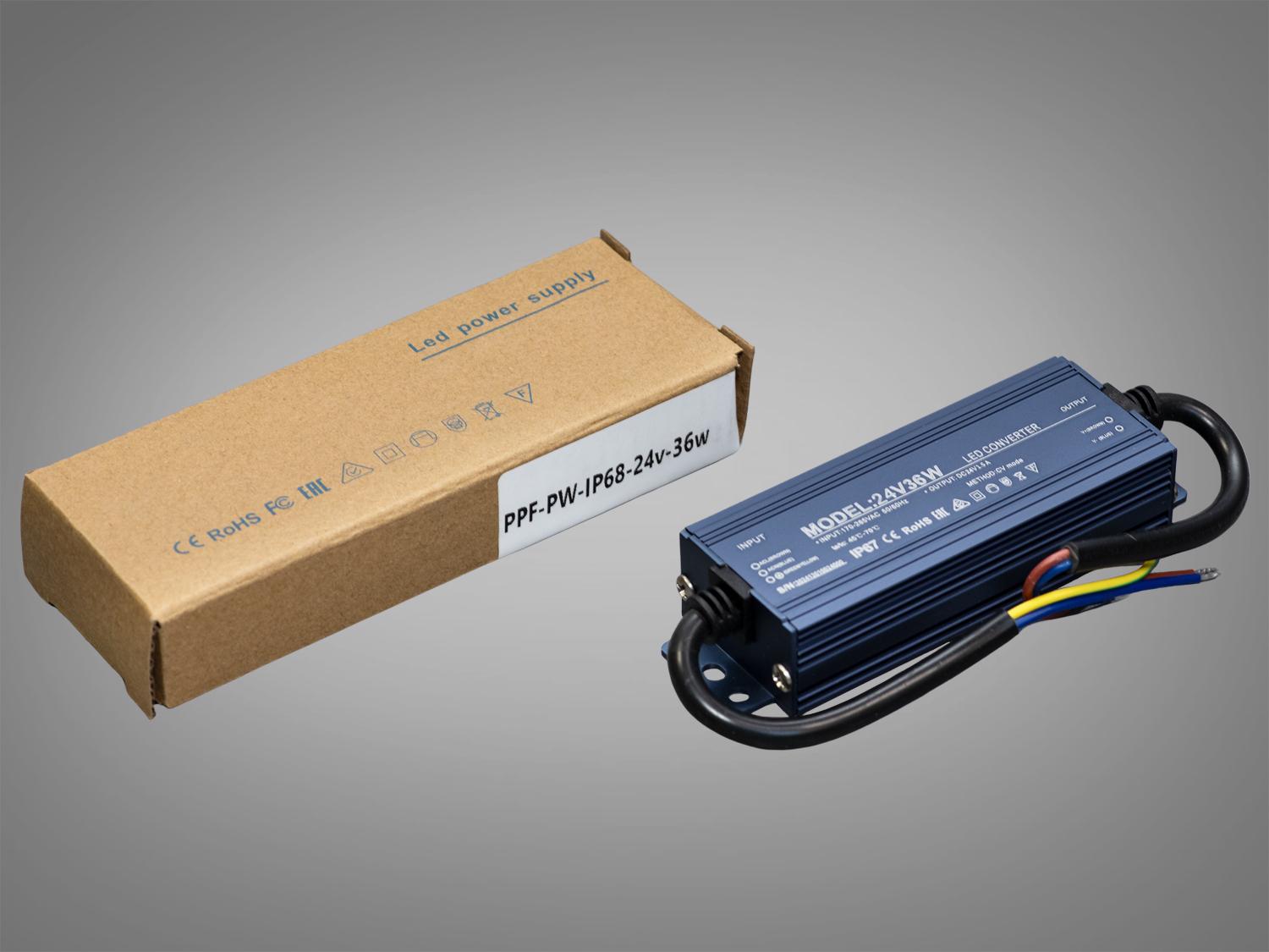 Блок живлення для підключення LED стрічки 24 В 36 Вт 1,5А (PPF-PW-IP68-24 В-36w) - фото 2 Блок живлення для підключення LED стрічки 24 В 36 Вт 1,5А (PPF-PW-IP68-24 В-36w) - фото 2